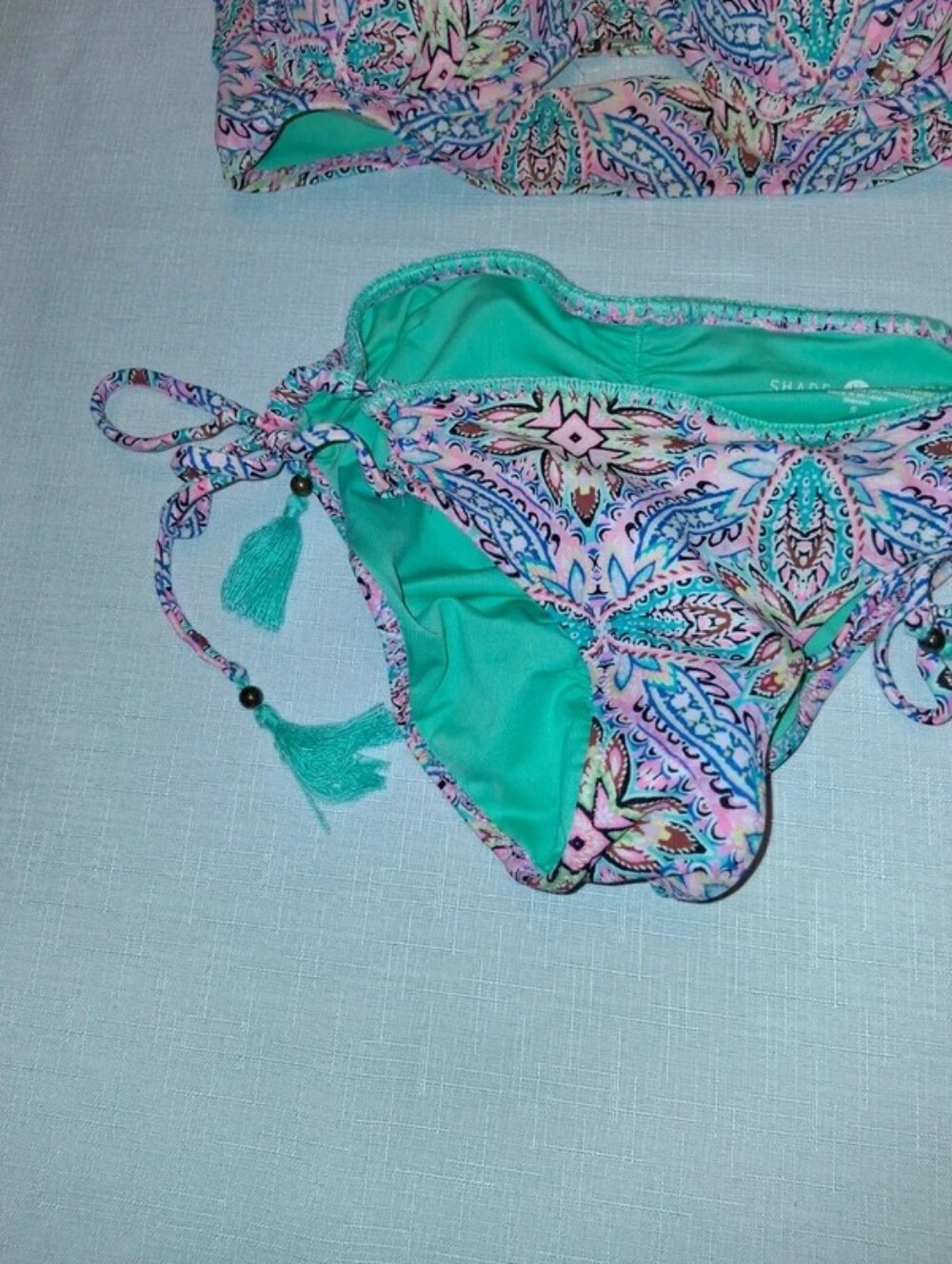 Shade & Shore Teal Bandeau Bikini Set with Front Knot - Picture 3 of 5